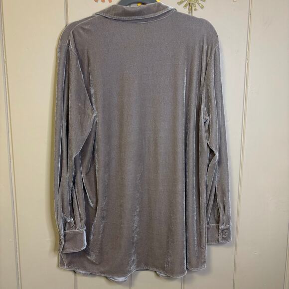 Soft Surroundings Tops - Soft surroundings Beige Velvet Button Down tunic Long Line Quiet Luxury Large